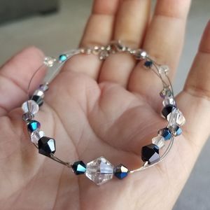 Swarovski Elements Aurora Borealis & Metallic Blue Bracelet - Handmade NWT